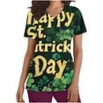 thumbnail image 2 of lcziwo St Patricks Day Scrub Tops for Women Fashion Letter Graphic Print Irish Shirts Short Sleeve V Neck Holiday Uniforms Medical Scrubs with Pockets Multicolor XXL Holiday Sales, 2 of 6
