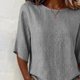 thumbnail image 4 of Neewe Women's Summer Casual Crewneck Half Sleeve T-Shirts Plain Loose Fit Cotton Linen Basic Tops Tees Blouses, 4 of 8