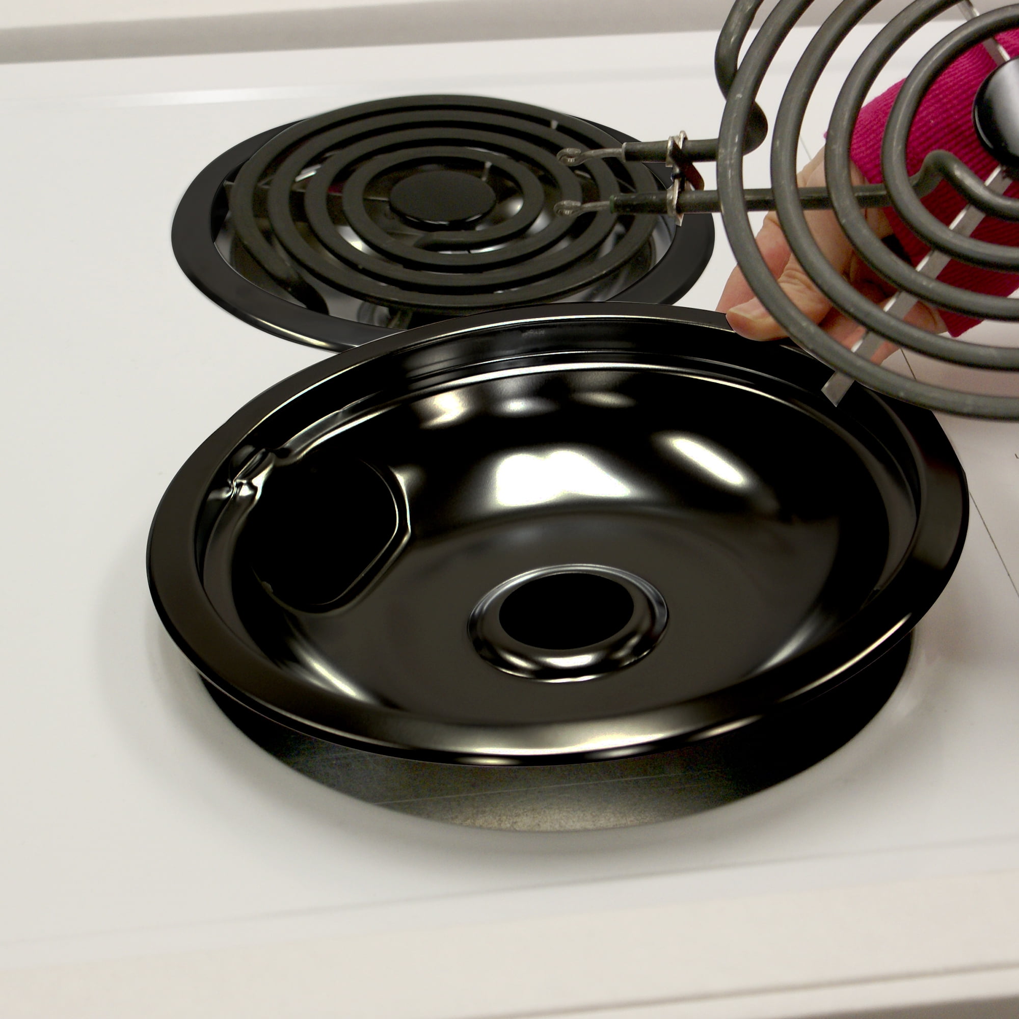 Range Kleen P119204XN Style B Black Porcelain Drip Bowls, 4 Pack