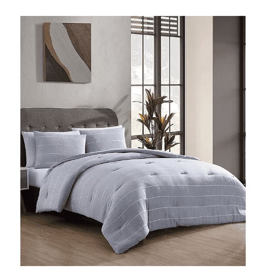 Social Standard Sanctuary Recycled Polyester Stripe Comforter Set, Blue Full/Queen