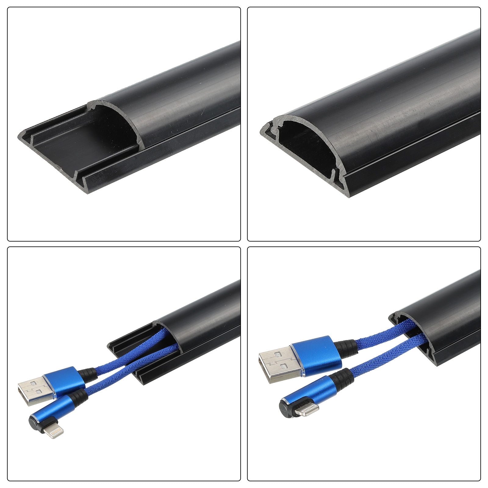 Unique Bargains Wall Cable Raceway Cord Cover Cord Hider Channel Self-Adhesive for TV Wire Black 39"x1.2"x0.4"