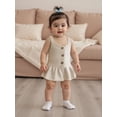 thumbnail image 5 of BemeyourBBs Baby Girl Knit Cami Tops Solid V Neck Sleeveless Ruffled Hem Cardigan, 5 of 9