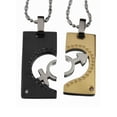 thumbnail image 2 of R.H. Jewelry Stainless Steel Pendant Lovers Couple Black and Yellow Split Heart Matching Pendant Set, 2 of 4