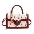 thumbnail image 1 of Este es un bolso rojo con un lindo diseño de cereza para citas e compras., 1 of 6