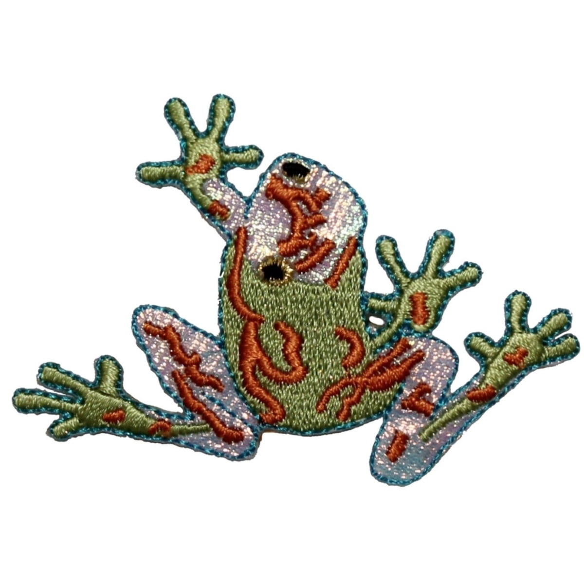 ID 0025 Frog Looking Back Embroidered Iron On Badge Applique Patch ...