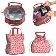thumbnail image 2 of Pink Strawberry Plants Fruit Drawstring Lunch Bag Women - Drawstring Lunch Bag Insulated for Work Office - Stain-Resistant Large Lunchbags for Women with Multi-Pockets, 2 of 6