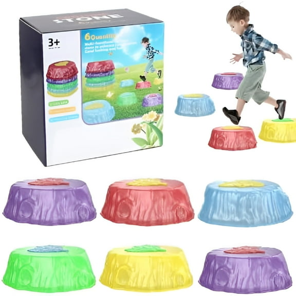 BESTSKY Stepping Stones Glow,Lava Game,Glow in The Dark Floor is Lava,Light Up Stepping Stones for Kids-6 PCS