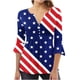thumbnail image 1 of Blusas de Algodón para las Mujeres Impresas 3/4 Mangas V-Cuello Camiseta, Blusa de Algodón de Imitación Casual para las Mujeres, 1 of 5