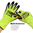 thumbnail image 2 of QEAR 2 Prs Pack Hi Visibility Yellow Cut Resistance Work Safety Gloves, Nitrile Foam Palm Coated, Touch Screen, Superior Grip and Abrasion, Size Medium, 2 of 6