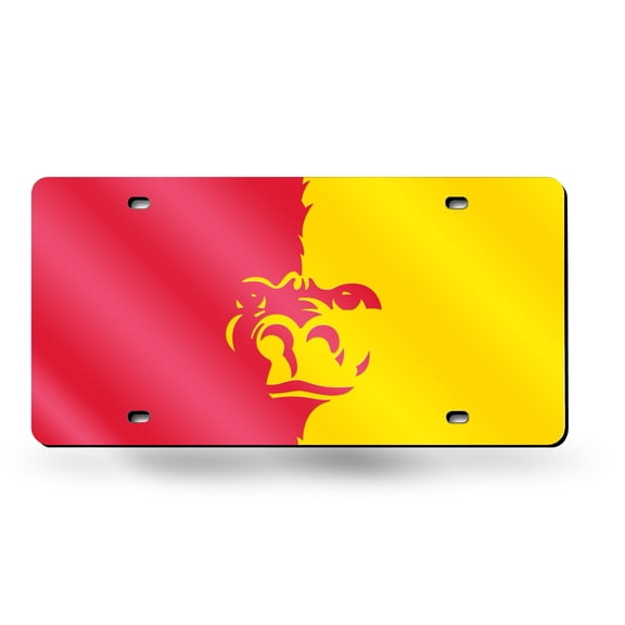 Pittsburgh State NCAA Gorillas Yellow Red Mirror Look Acrylic License Plate Laser Tag