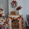 thumbnail image 3 of Christmas Wreath for Front Door, DECSPAS 24 Inch FT Prelit Snowy Flocked Christmas Wreaths with Timer 30 LED Lights Bow Red Berries Pine Cones, Christmas Door Decorations for Home Outdoor Indoor C108, 3 of 3