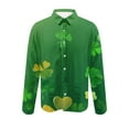 thumbnail image 5 of cllios Men's St. Patrick's Day Button Down Shirt Hawaiian Shirts for Men Green Stripes Printed Summer T Shirt Lucky Short Sleeve Party Tops, 5 of 5
