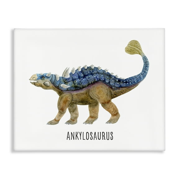 Stupell Industries Ankylosaurus Dinosaur Learning Animals Painting Wrapped Canvas Art Print Wall Art, 20 x 16