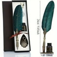 thumbnail image 3 of Feather Pen and Ink Set, Glittering Quill Pen Set Antique Calligraphy Dip Pen with Ink, 2, 3 of 4