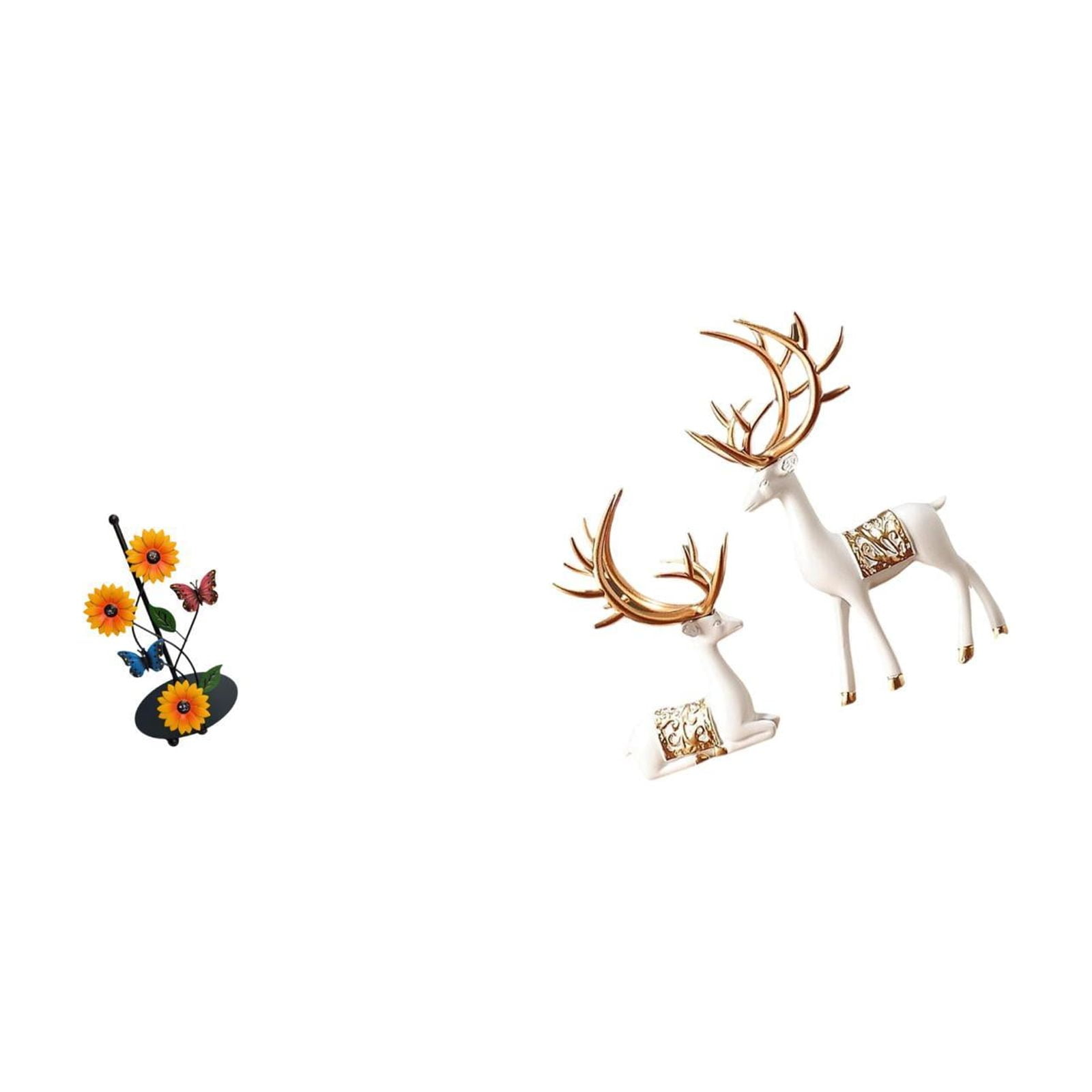 Fiocias Toilet Paper Holder Set Paper Towel Holder Countertop Kitchen Roll Holder Standing Deer Sculpture Statue Resin Iron Ornament Suitable for Gi