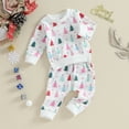 thumbnail image 2 of Okbabeha Christmas Outfit Toddler Baby Boy Girl Clothes 0 3 6 9 12 18 24Months 2t 3t Candy Cane Sweatshirt Top+Long Pants Set, 2 of 7