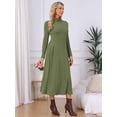 thumbnail image 3 of DARING DIVA Women's Sweater Turtleneck Long Sleeve A Line Knit Dress M Green, 3 of 7