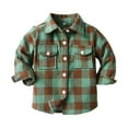 thumbnail image 4 of CAICJ98 Toddler Baby Boys Girls Plaid Shirts Jacket Long Sleeve Lapel Boys Flannel Button Down Shirt Top Outwear Fall Winter Clothes (Light Green,4-5 Years), 4 of 5