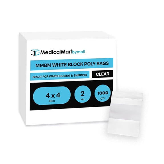 MMBM 2 Mil 4"x 4" Reclosable Bag Writeable White Block Water-Resistant 1000 Pcs