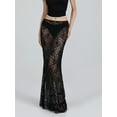 thumbnail image 4 of LMLYSoH Women's Lace Long Skirts Vintage High Waist Solid Color See-Through Midi Skirts Slim Fit Skirts, 4 of 9