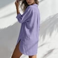 thumbnail image 5 of Shihyeh Womens Button Down Shirts Linen Cotton Long Sleeve Blouse Tunic Tops Cover Up Shirt Loose Beach Bikini Dress, 5 of 6