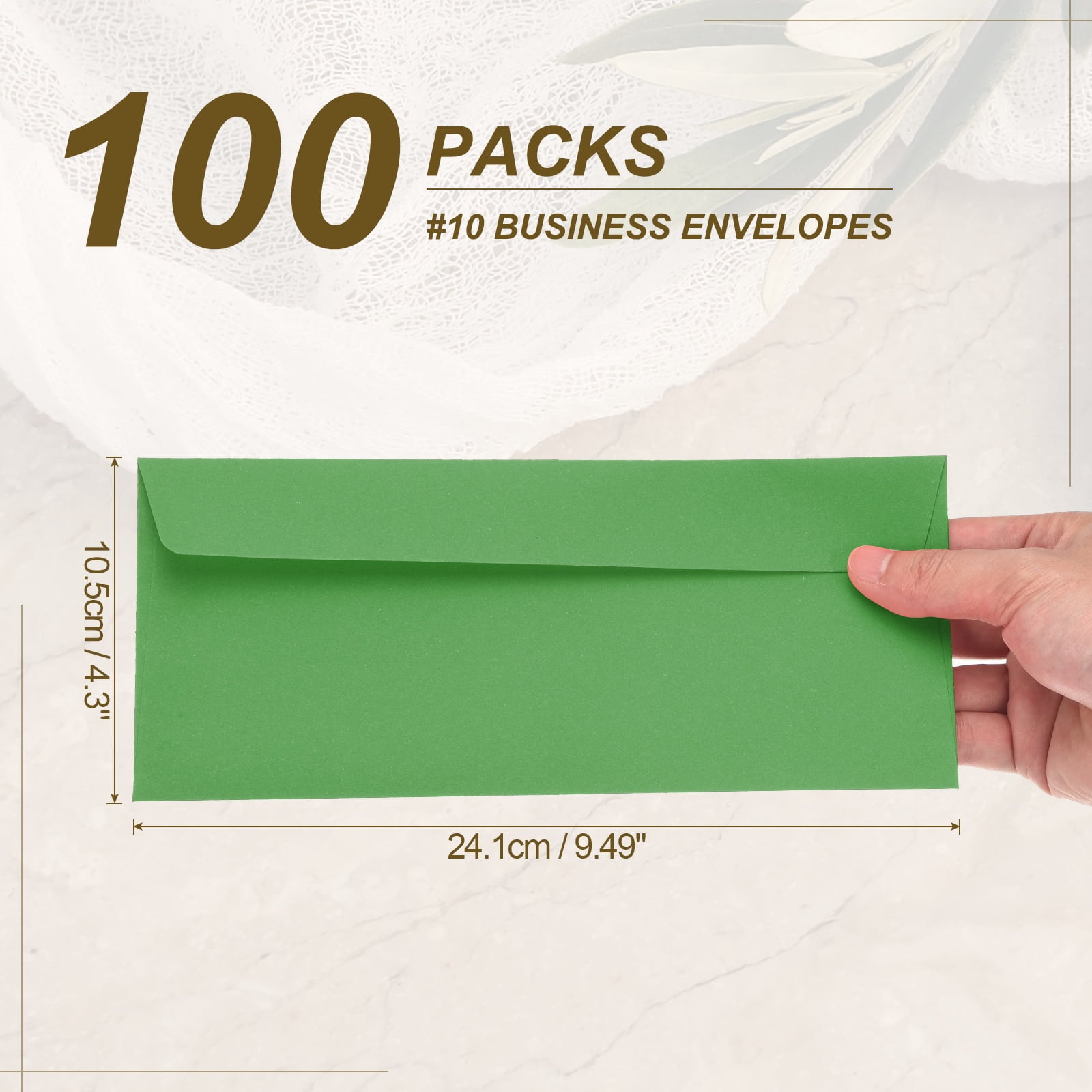 Uxcell 100 Pack Light Dark Green #10 Business Envelopes, Colored Self Seal Letter Size