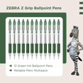 thumbnail image 4 of Zebra Pen Z Grip Green Pens Ballpoint, Smooth & Comfortable Pens With Pocket Clip, Retractable Ballpoints With Green Ink, Reliable Biro Multipack For Everyday Use - Med Point, 12pk, 4 of 4