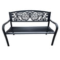 thumbnail image 1 of 50" Outdoor Metal Garden Bench Black Patio Chair Butterfly Backrest Design, 1 of 1