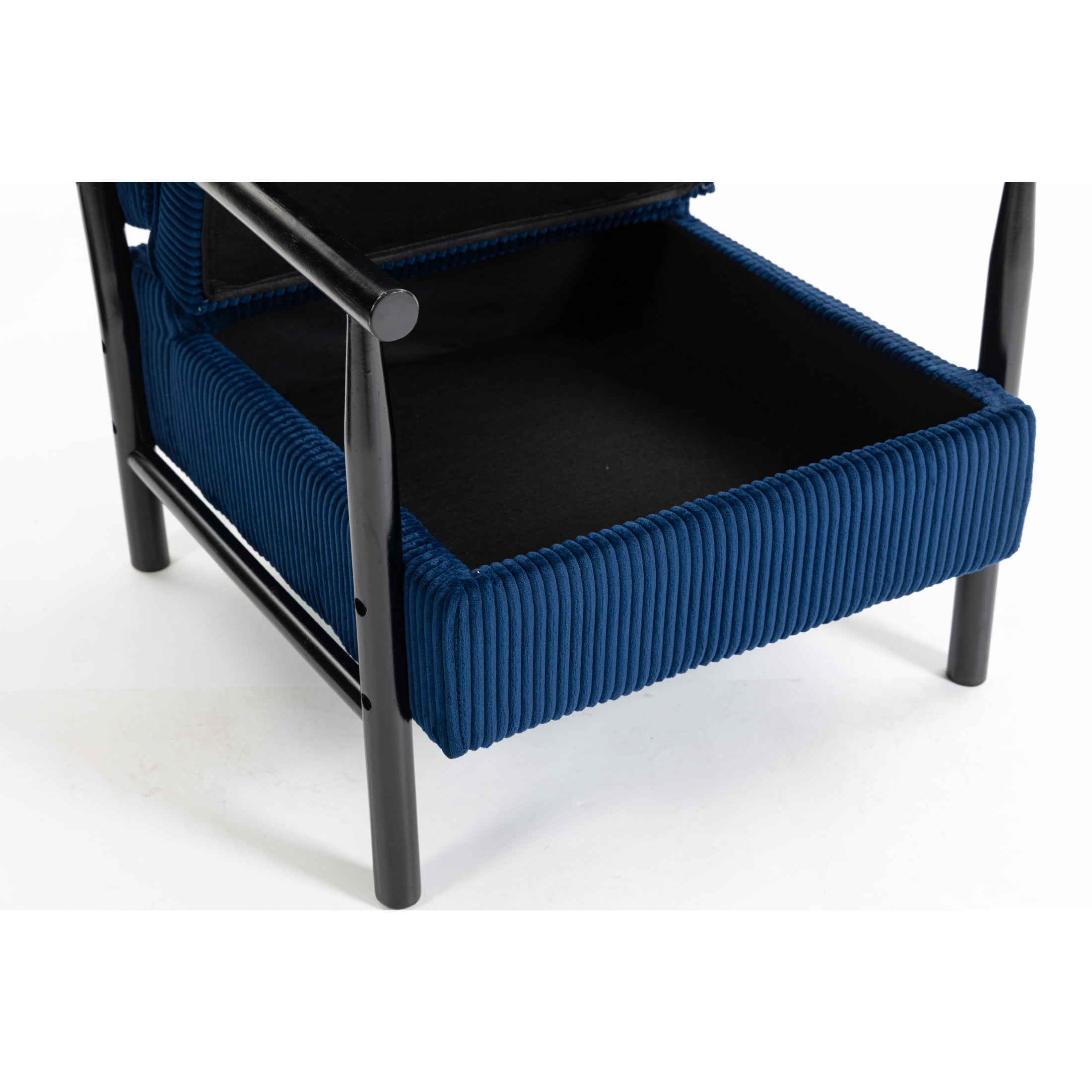 GDF Studio Almere Mid-Century Modern Accent Chair with Under-Seat Storage, Corduroy Reading Armchair, Blue