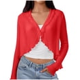 thumbnail image 4 of enyan Women's Long Sleeve Cardigan Sweaters Open Front Cropped Bolero Shrugs for Dresses（Red,One Size）, 4 of 5