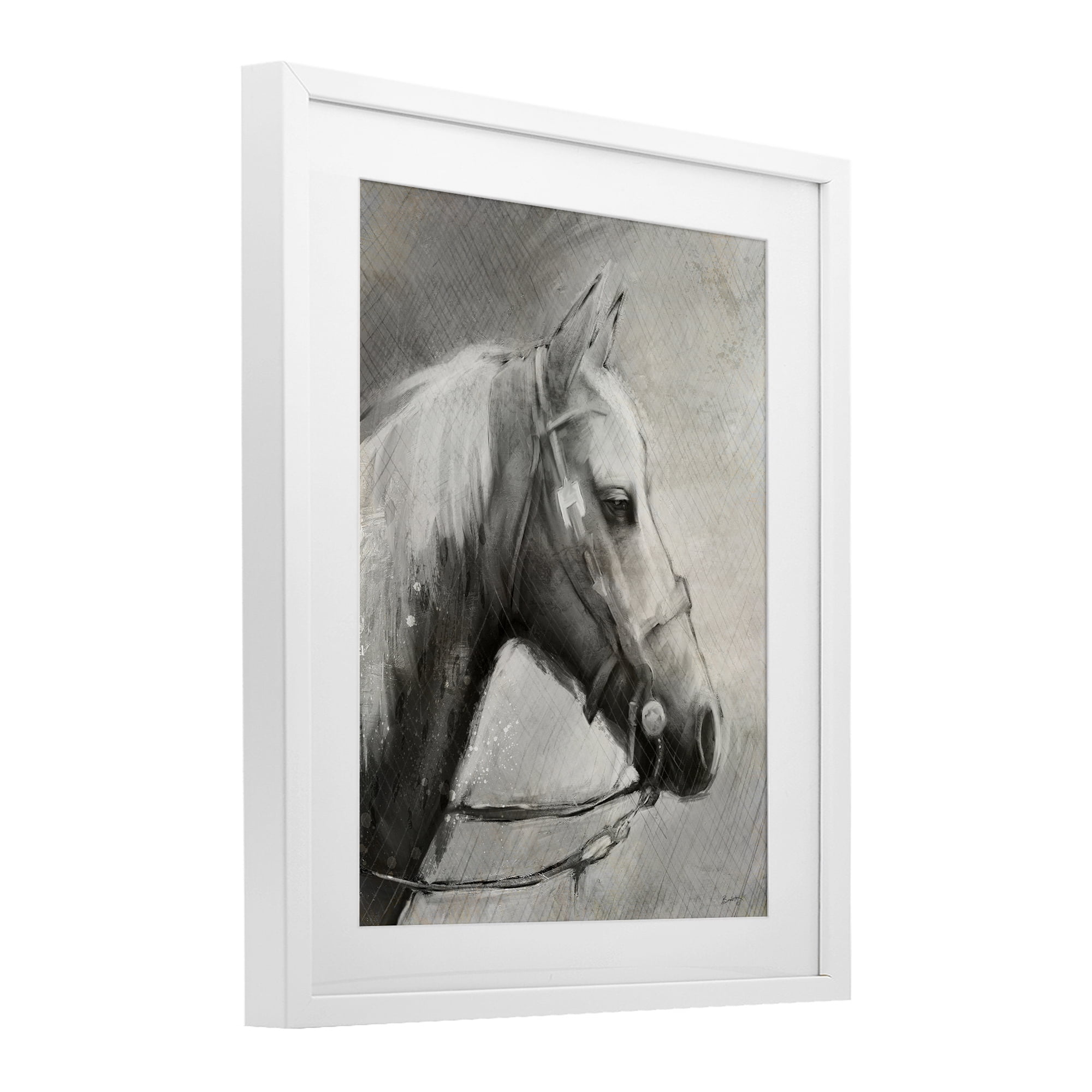 Stupell Industries Modern Ranch Horse White Framed Print Under Glass, design by Chad Barrett