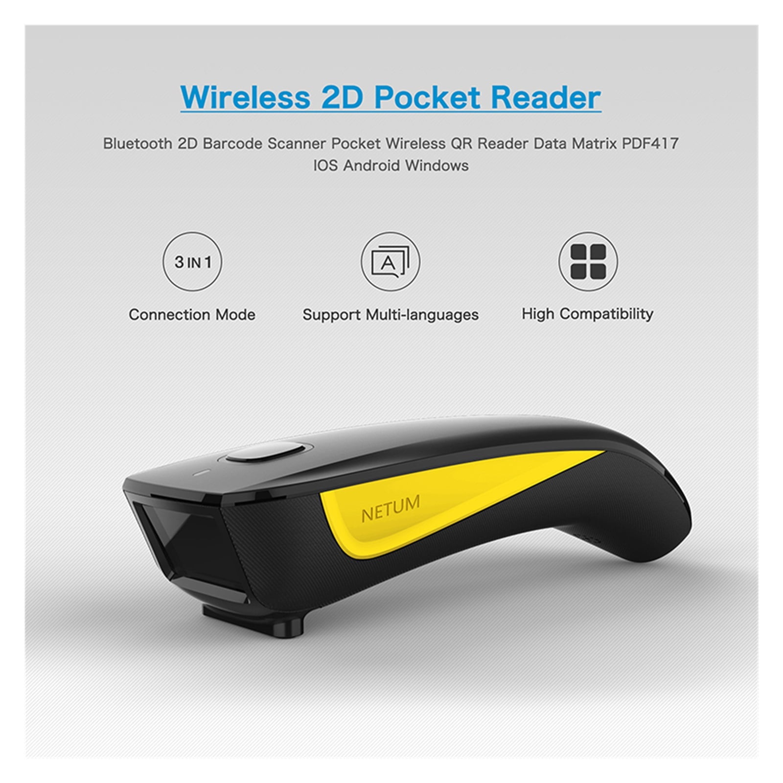 2D Barcode Scanner C750 Wireless Handheld Pocket QR Bar Code Data Matrix PDF417 Reader For Store Mobile Payment ,Easy to Operate