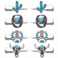 thumbnail image 1 of Pinzas para el pelo para sombrero de botas de vaquera occidental, 8 horquillas vintage de cactus con forma de estrella turquesa, accesorios para el pelo para mujer (patrón A), 1 of 1
