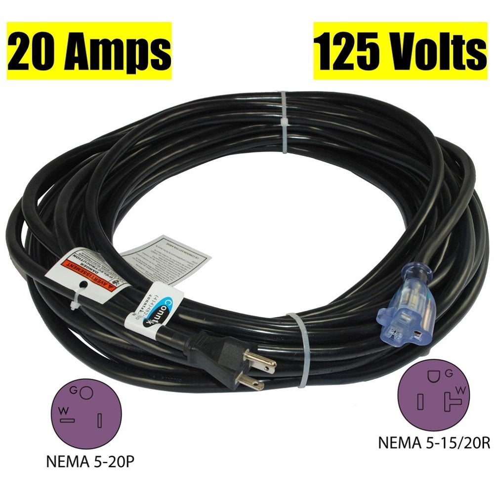 Conntek 20520-025 NEMA 5-20 Outdoor Extension Cord 20 Amps 125 Volts 25 Feet