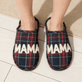 thumbnail image 3 of BERANMEY MAMA Bear Slippers for Women Warm Memory Foam Plaid Print Fuzzy Indoor Outdoor Non-Slip House Shoes for Women and Men, 3 of 9