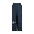 thumbnail image 5 of WREESH Womens Cotton Linen Pants Loose Print Solid Color Pocket Loose Pants Blue, 5 of 5
