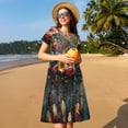 thumbnail image 4 of Haiem Floral Dreamcatcher Elegance Pattern Women's Short-Sleeve Scoop Neck Swing Dress, 4 of 6