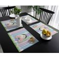 thumbnail image 3 of Easter Day Placemats Set of 4 - Spring Easter Bunny Colorful Wooden Board Place Mat for Dining Table Washable Cotton Linen Table Mats, 12 x 18 Inch, 3 of 6