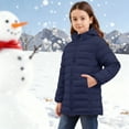 thumbnail image 5 of Kids Lightweight Puffer Jacket Packable Boys Girls Hooded Mid Length Full-zip Down Coat Winter Outerwear 4-12Y (8 Years, Navy), 5 of 7