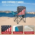 thumbnail image 4 of Heavy Duty Folding Camping Chair, Outdoor Oversized Camping Chair w/Cup Holder & Cooler Bag, Portable Padded Lawn Chair for Beach Picnic Sports, U.S. Flag(Blue), 4 of 7