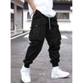 thumbnail image 2 of Pantalones Cargo de cintura con cordón lateral y bolsillo con solapa para hombre, 2 of 4