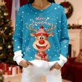 thumbnail image 2 of Festive Print Cozy Flannel Pullover Sweater For Casual Long Sleeve Crewneck Holiday Top Soft Warm Winter Knitwear, 2 of 5