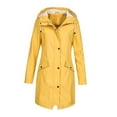 thumbnail image 4 of Chaqueta ligera para mujer Impermeable impermeable con capucha Gabardina Otoño Invierno Amarillo Colcomx  Chaquetas de mujer, 4 of 8