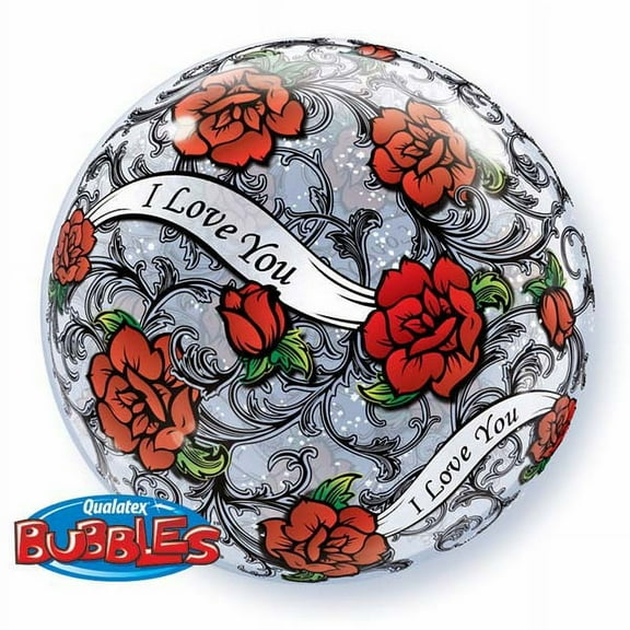 Celebrations I Love You Red Rose Balloon 22" Bubble