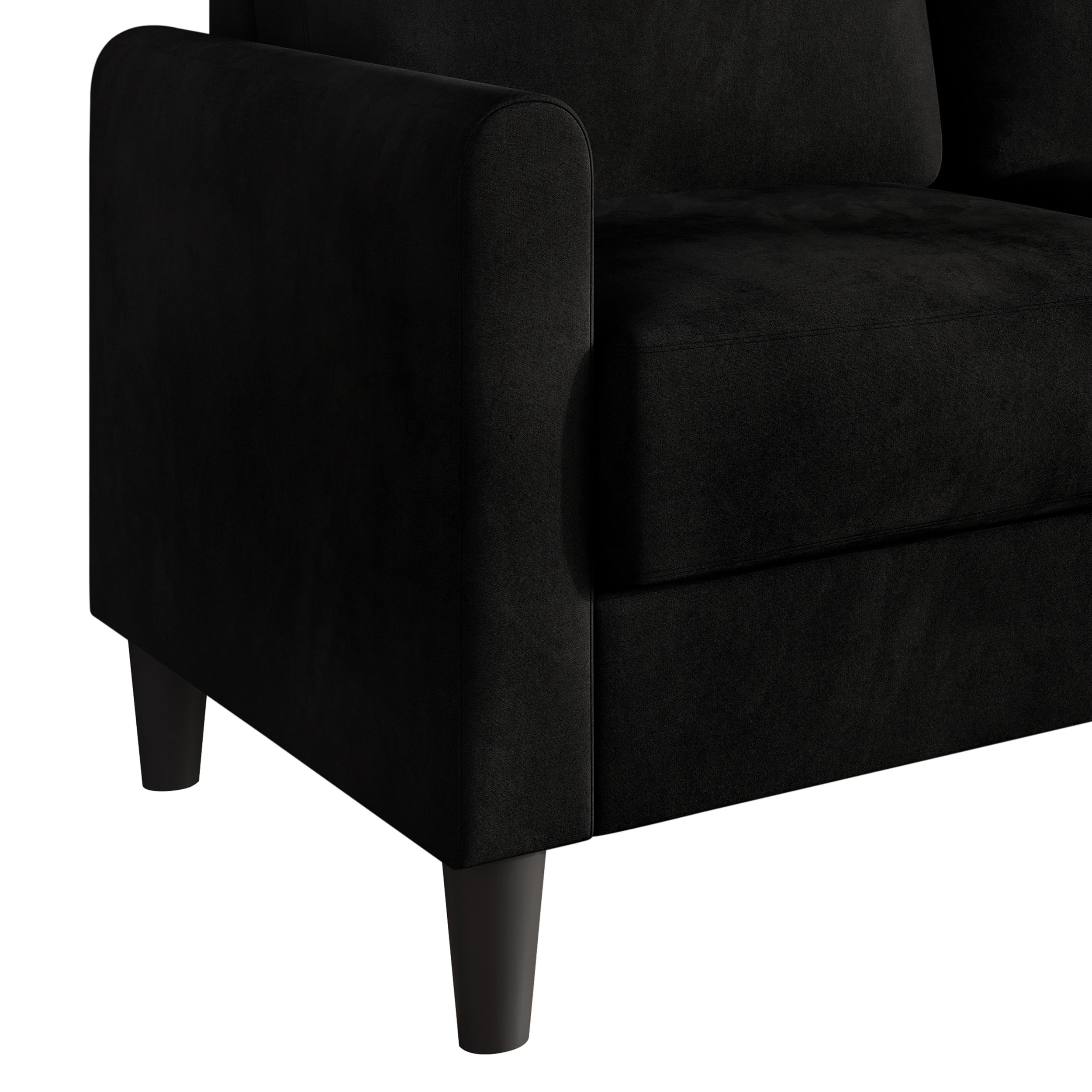 Home Design Goliad Velvet Arm Loveseat with Pocket Spring, Soft Cushions, Clean Lines Design, Black