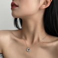 thumbnail image 2 of Stainless Steel Hammered Waved Twist Circle Open Karma Wedding Statement Pendant Necklace, 2 of 7
