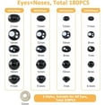 thumbnail image 2 of Total 180PCS Safety Eyes and Noses for Amigurumi with Washers Plastic Stuffed Crochet Eyes Shank Design Safety Eye Stuffed Animal Eyes diy Black, 2 of 7