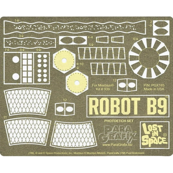 Lost In Space - B9 Robot Photoetch Set - 1/6 Scale - PGX185 Paragrafix