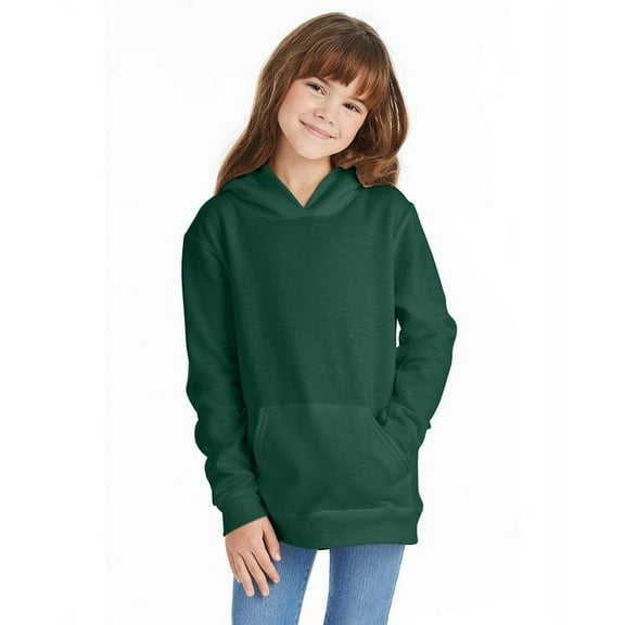 The Hanes Youth 78 oz EcoSmart 50/50 Pullover Hood - DEEP FOREST - XS