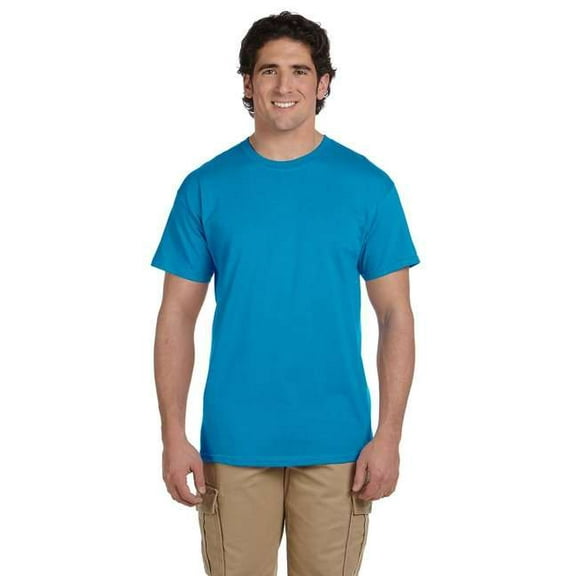 Fruit of the Loom Adult Unisex Short Sleeve Pacific Blue Cotton T-Shirts, Multi Pack, L - 3 Pack